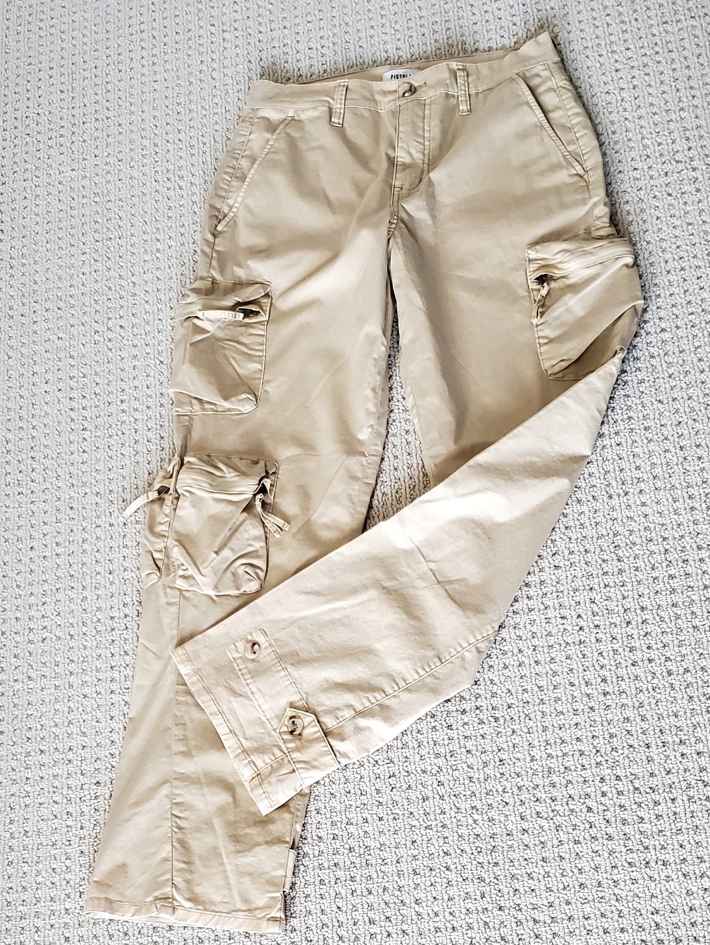 Pistola Bobbi Utility Cargo Mid-Rise Pants, Champagne, 98% Cotton Sz 27 LIKE NEW - Picture 4 of 16